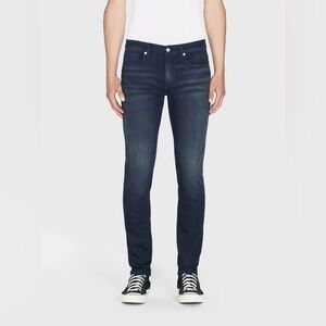 FRAME L'Homme Slim-Fit Stretch-Lyocell Trousers‎ Skinny Dark Denim Sz 34